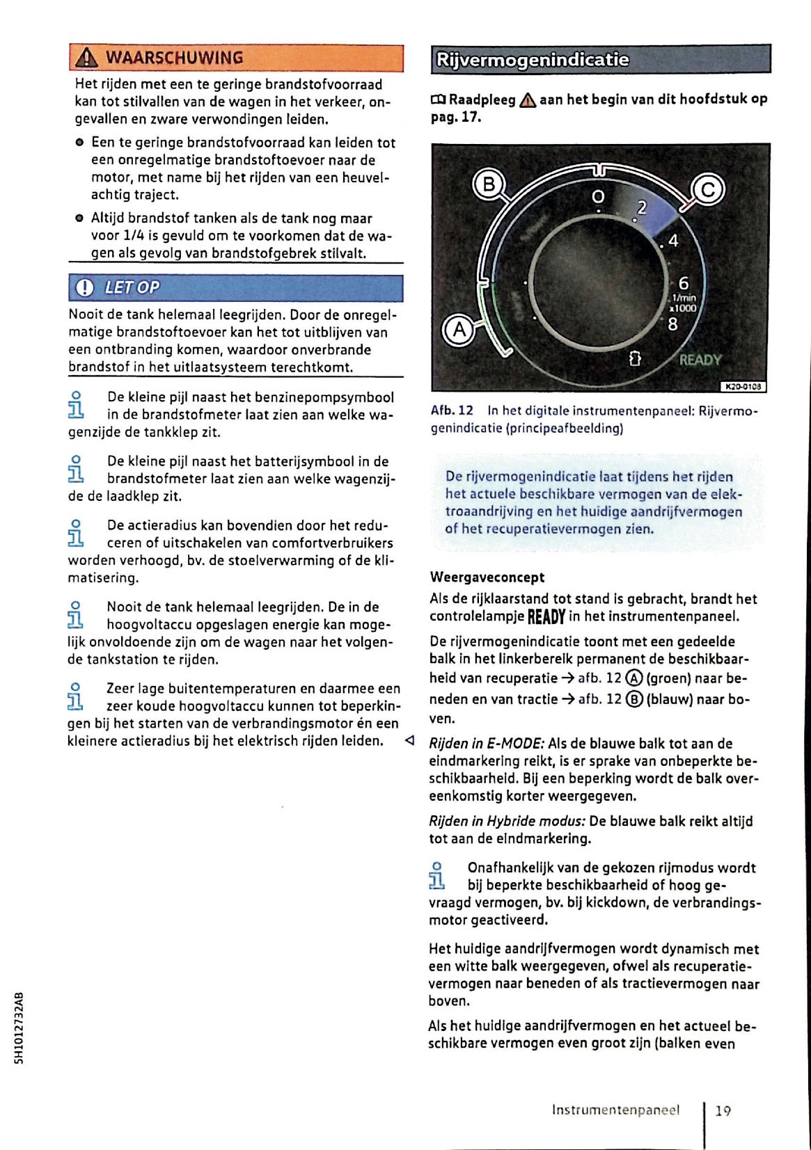 2020 Volkswagen Golf eHybrid/Golf GTE Owner's Manual | Dutch