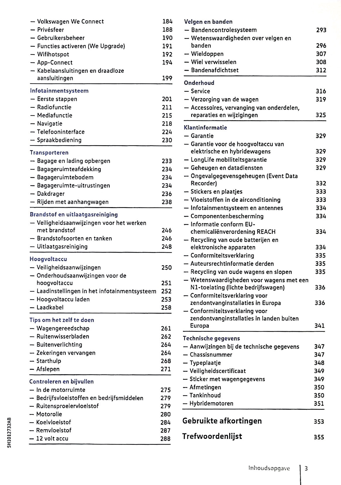 2020 Volkswagen Golf eHybrid/Golf GTE Owner's Manual | Dutch
