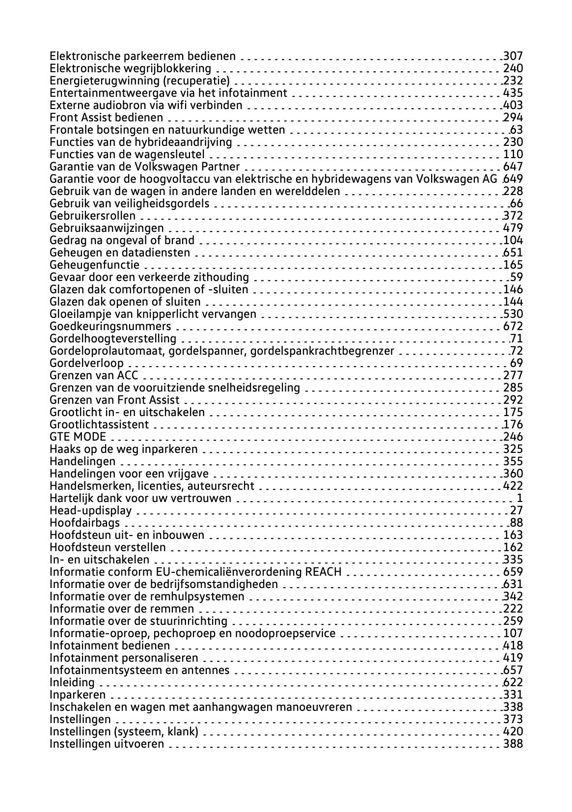 2020 Volkswagen Passat GTE/Passat Variant GTE Gebruikershandleiding | Nederlands