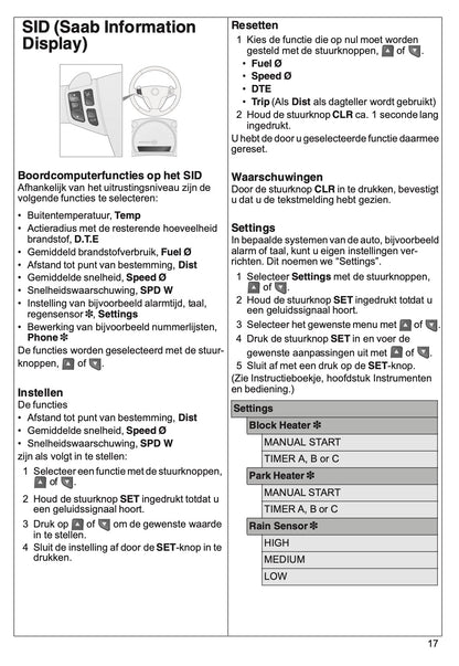 2007 Saab 9-3 Verkorte Handleiding | Nederlands