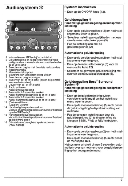 2007 Saab 9-3 Verkorte Handleiding | Nederlands