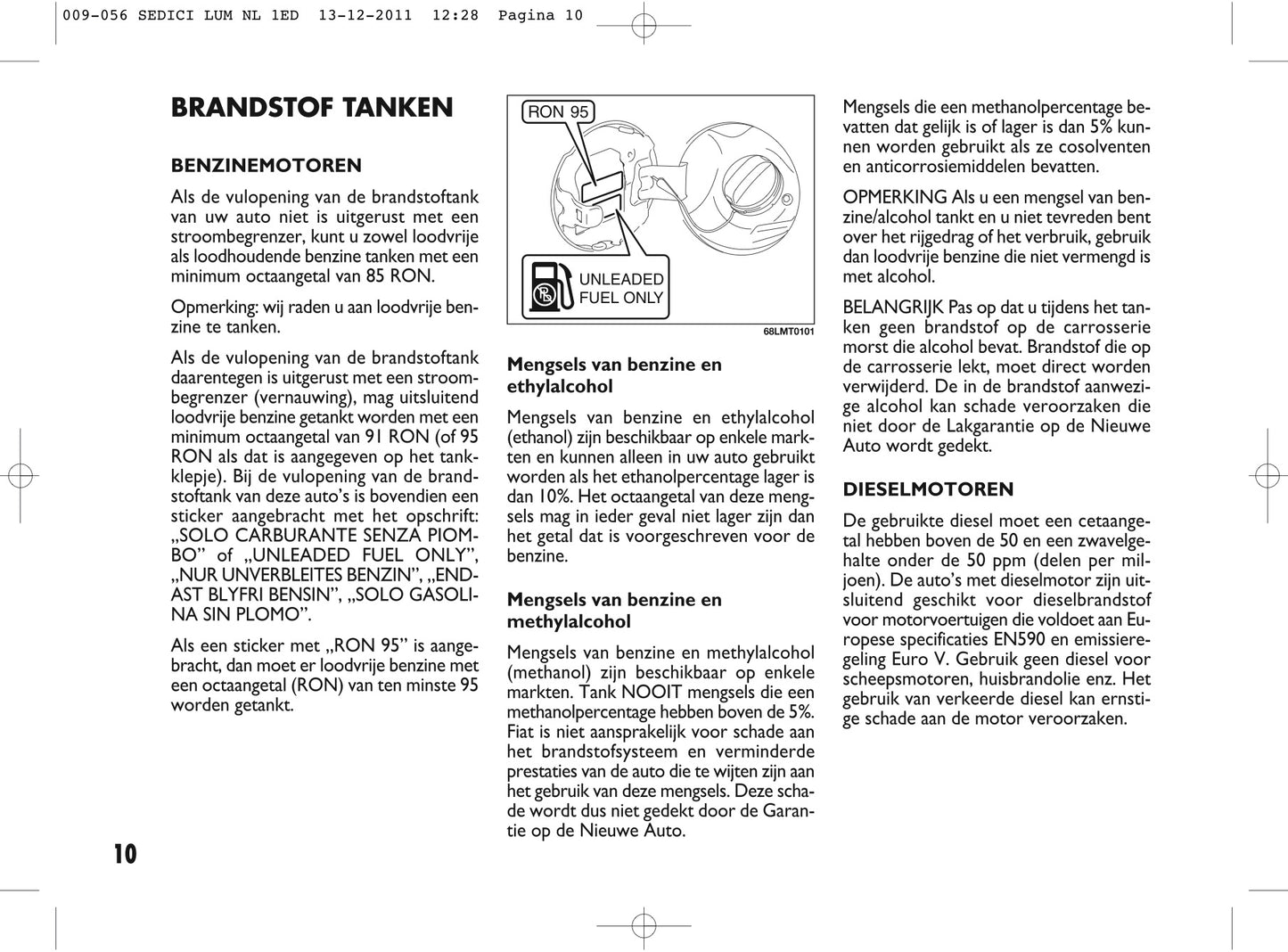 2013 Fiat Sedici Owner's Manual | Dutch