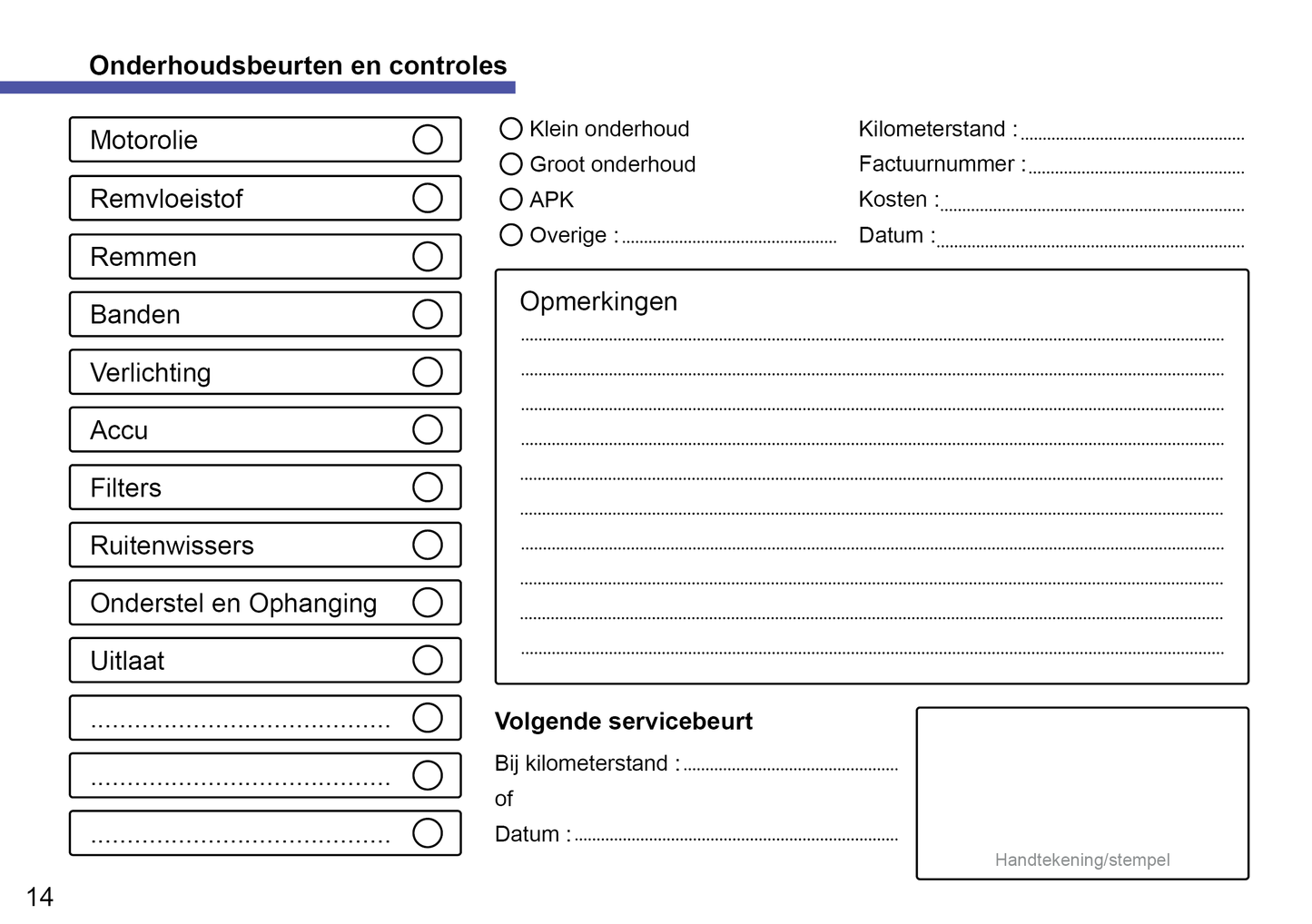 Opel Onderhoudsboekje | Nederlands