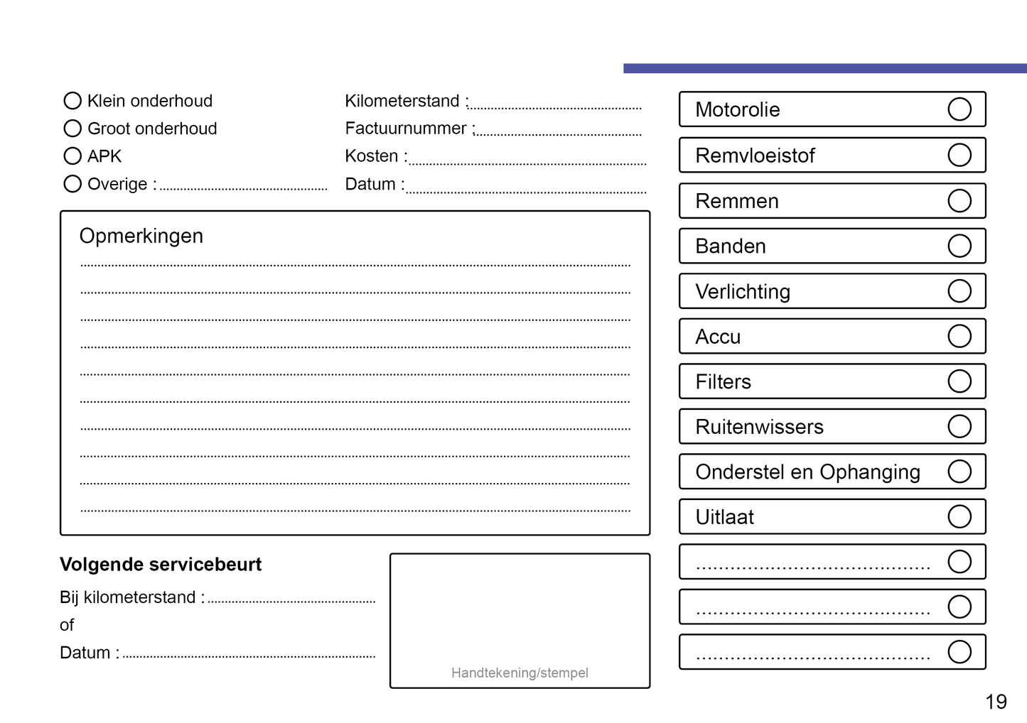 Onderhoudsboekje voor Jeep