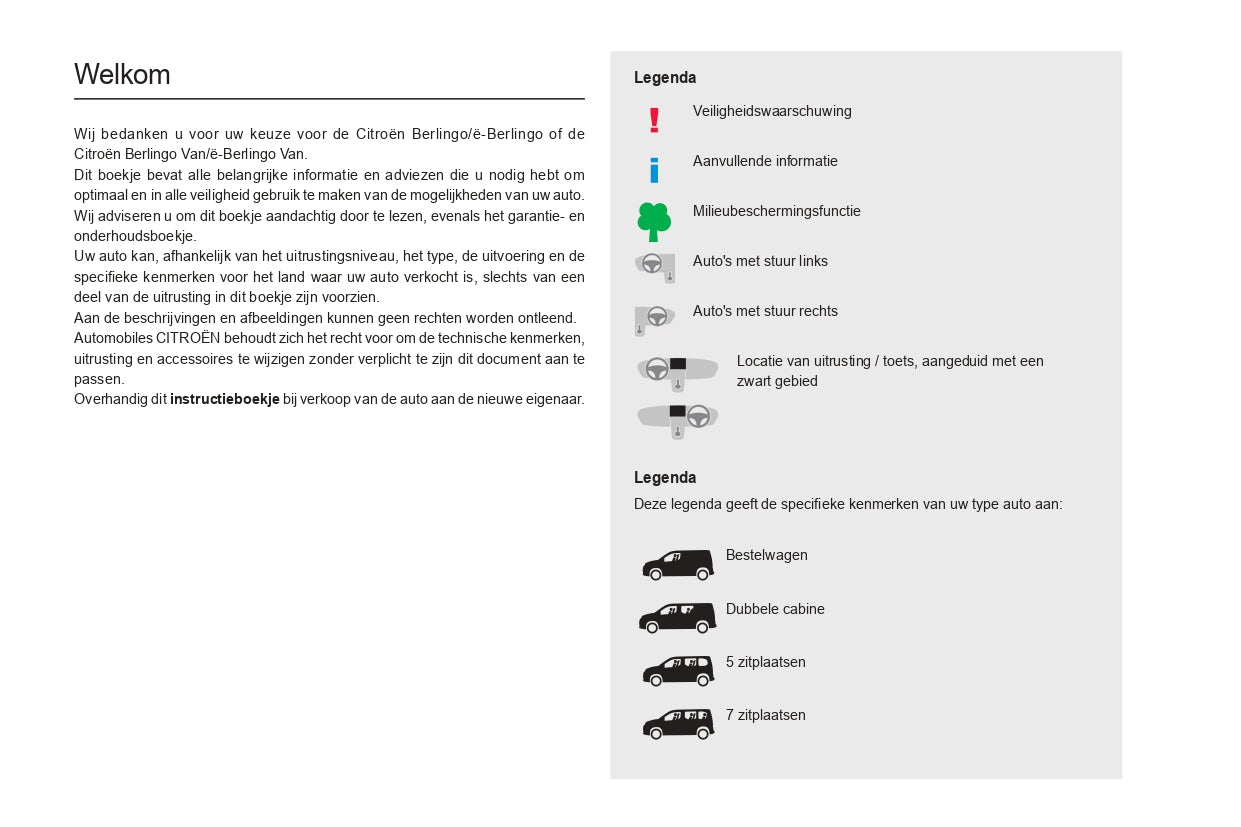 2021-2023 Citroën Berlingo / E-Berlingo / Berlingo Van / E-Berlingo Van Manuel du propriétaire | Néerlandais