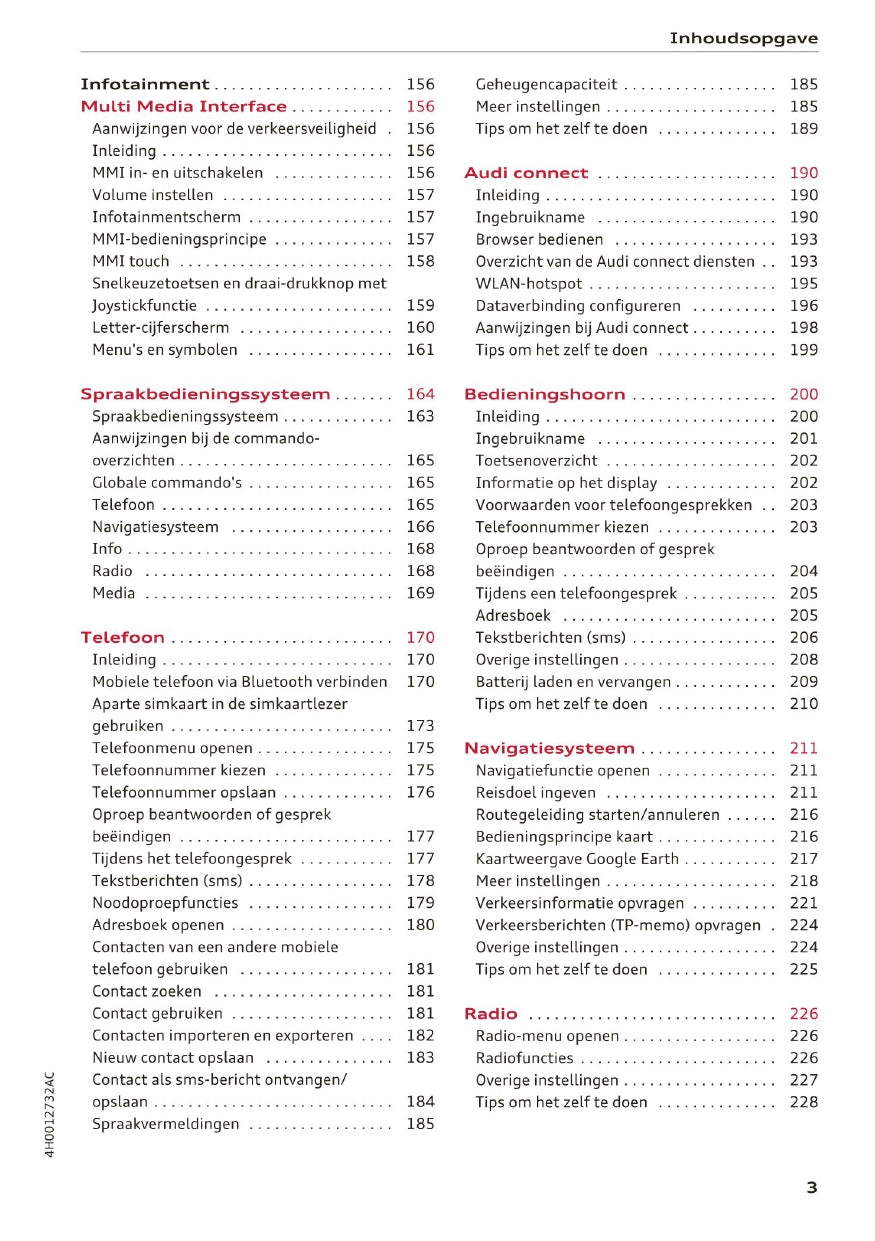 2014 - 2017 Audi A8 / S8 / S8 Plus Owner's Manual | Dutch