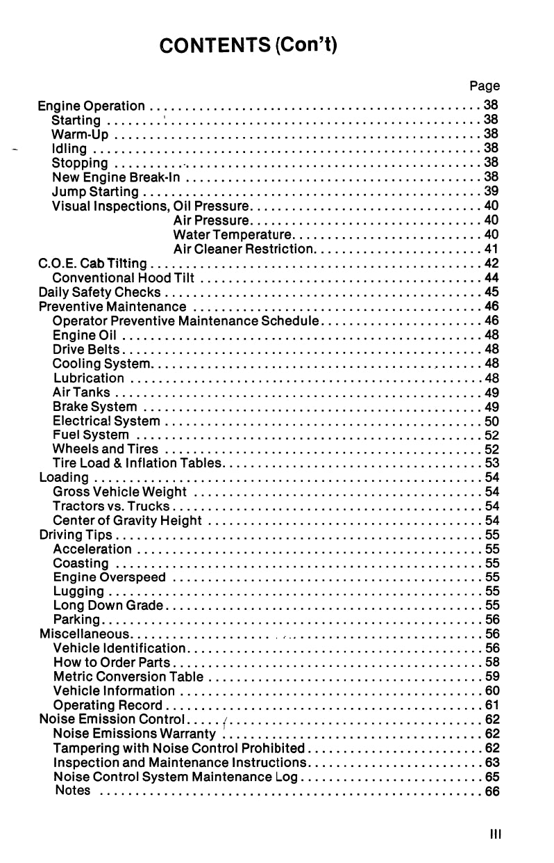 1981 - 1986 Peterbilt 359 Owner's Manual | English