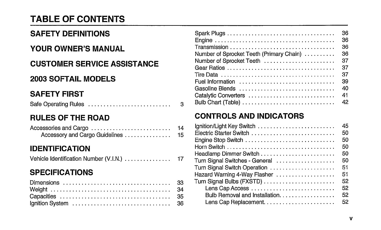 2003 Harley-Davidson Softail Owner's Manual | English