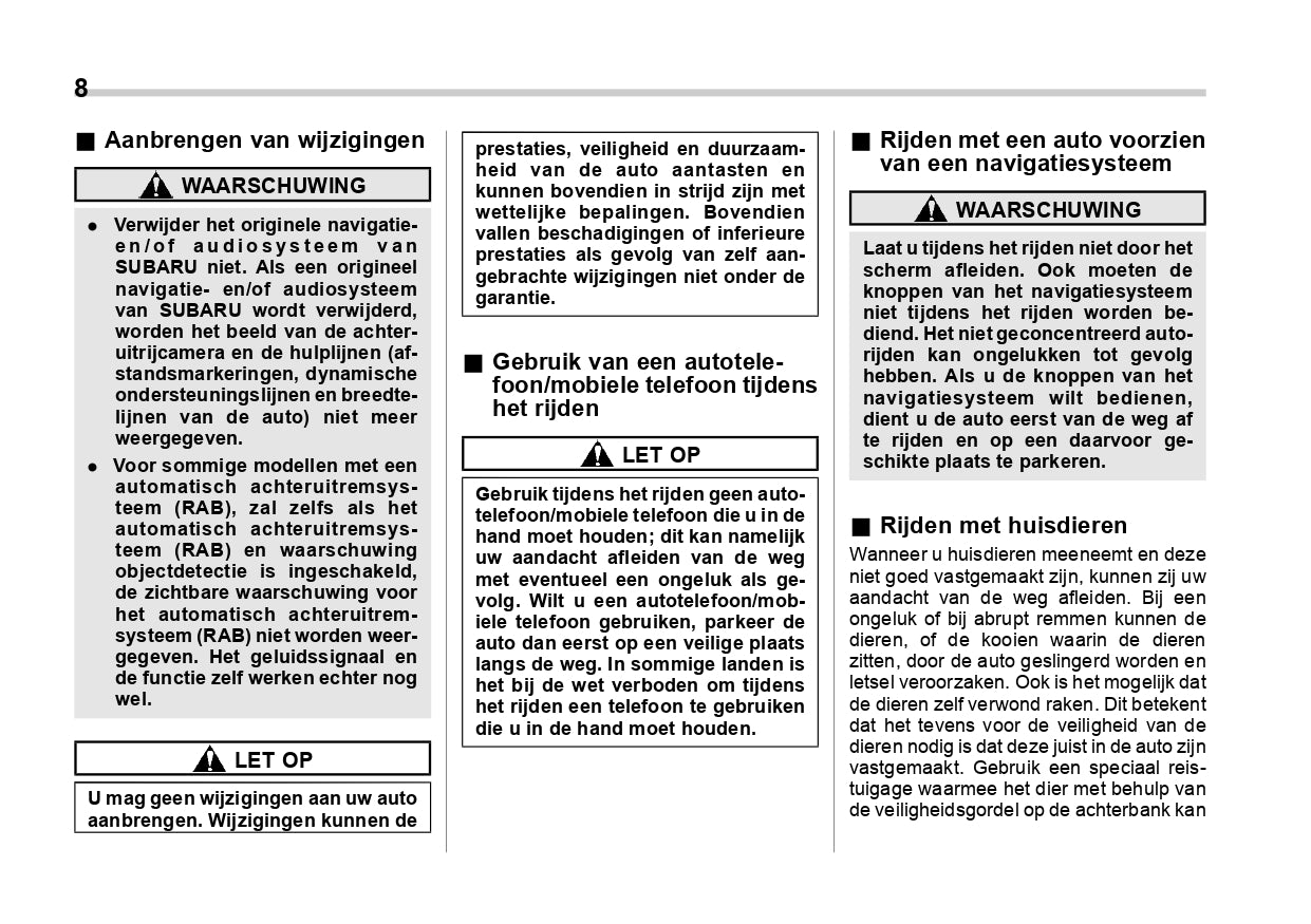 2020 Subaru Forester E-Boxer Owner's Manual | Dutch