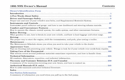 1995 Acura NSX Manuel du propriétaire | Anglais