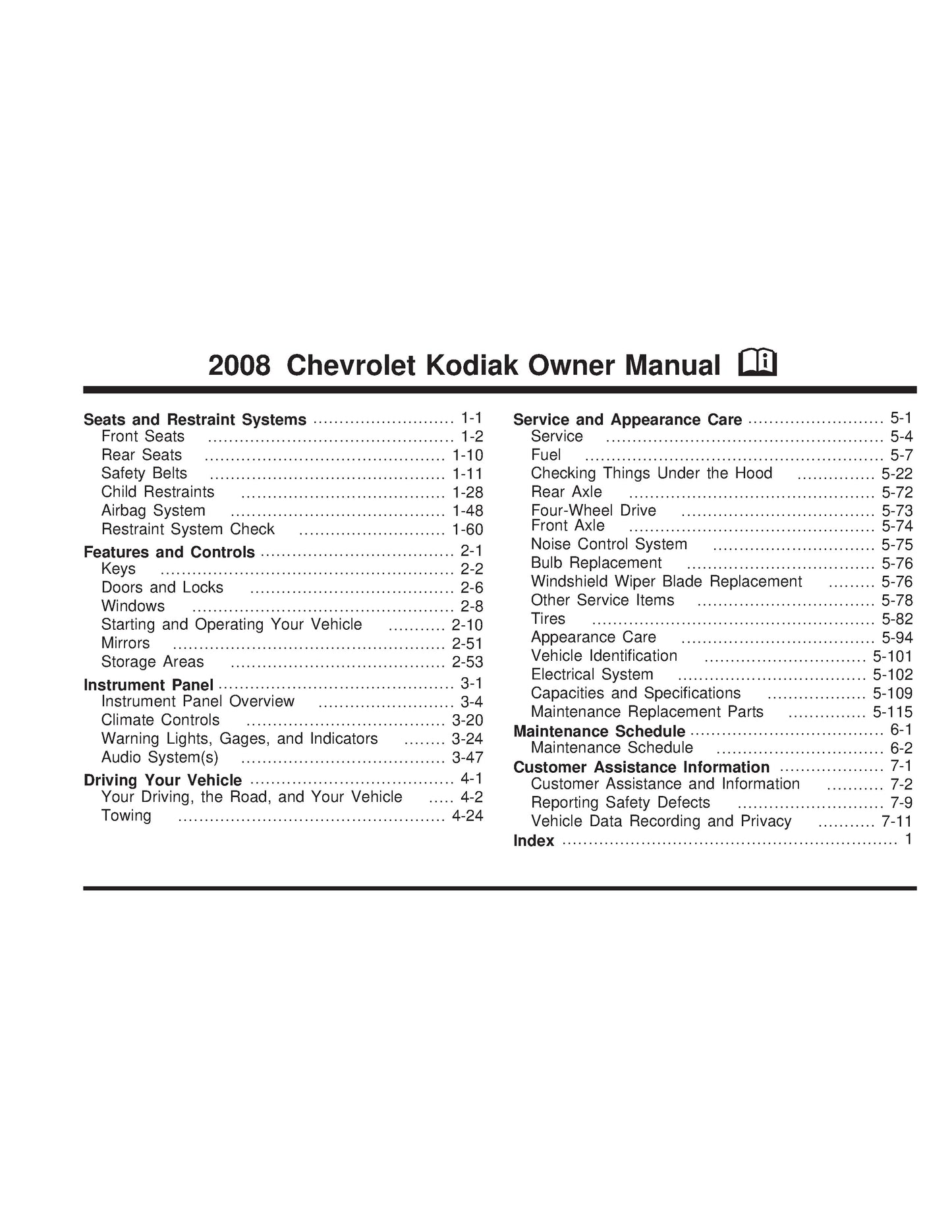 2008 Chevrolet Kodiak Manuel du propriétaire | Anglais