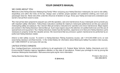 2017 Harley-Davidson Touring Gebruikershandleiding | Engels