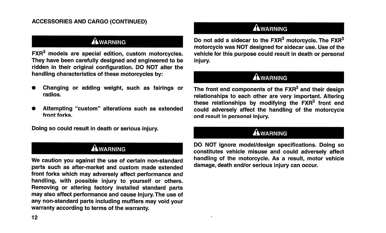 1999 Harley-Davidson FXR3 Owner's Manual | English