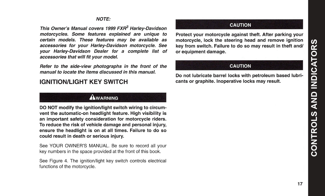 1999 Harley-Davidson FXR3 Owner's Manual | English