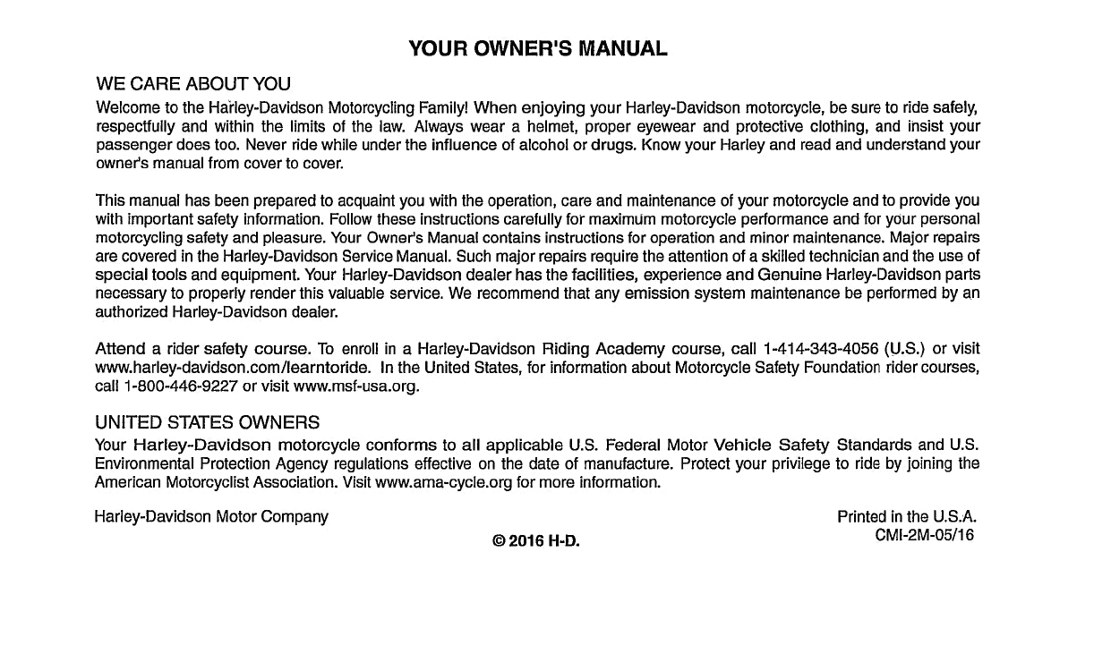 2017 Harley Davidson FXSE Manuel du propriétaire | Anglais