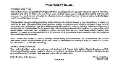 2017 Harley Davidson FXSE Manuel du propriétaire | Anglais