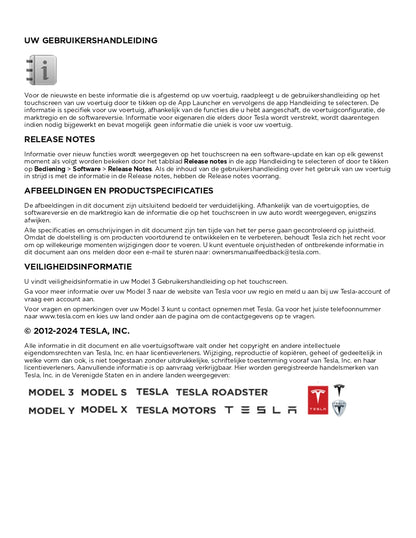 2024 Tesla Model 3 Manuel du propriétaire | Néerlandais