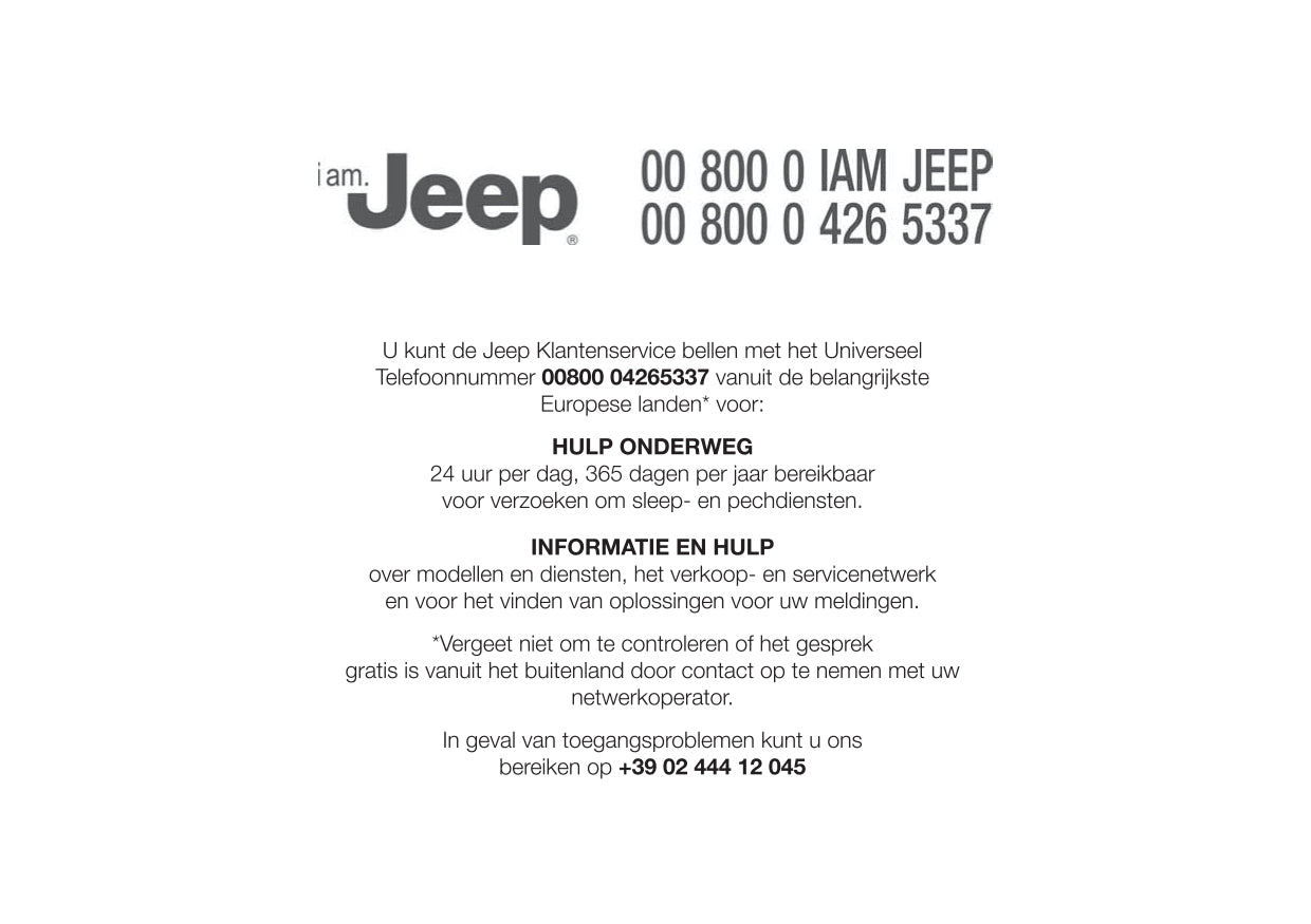 2018 Jeep Grand Cherokee/Grand Cherokee SRT Owner's Manual | Dutch