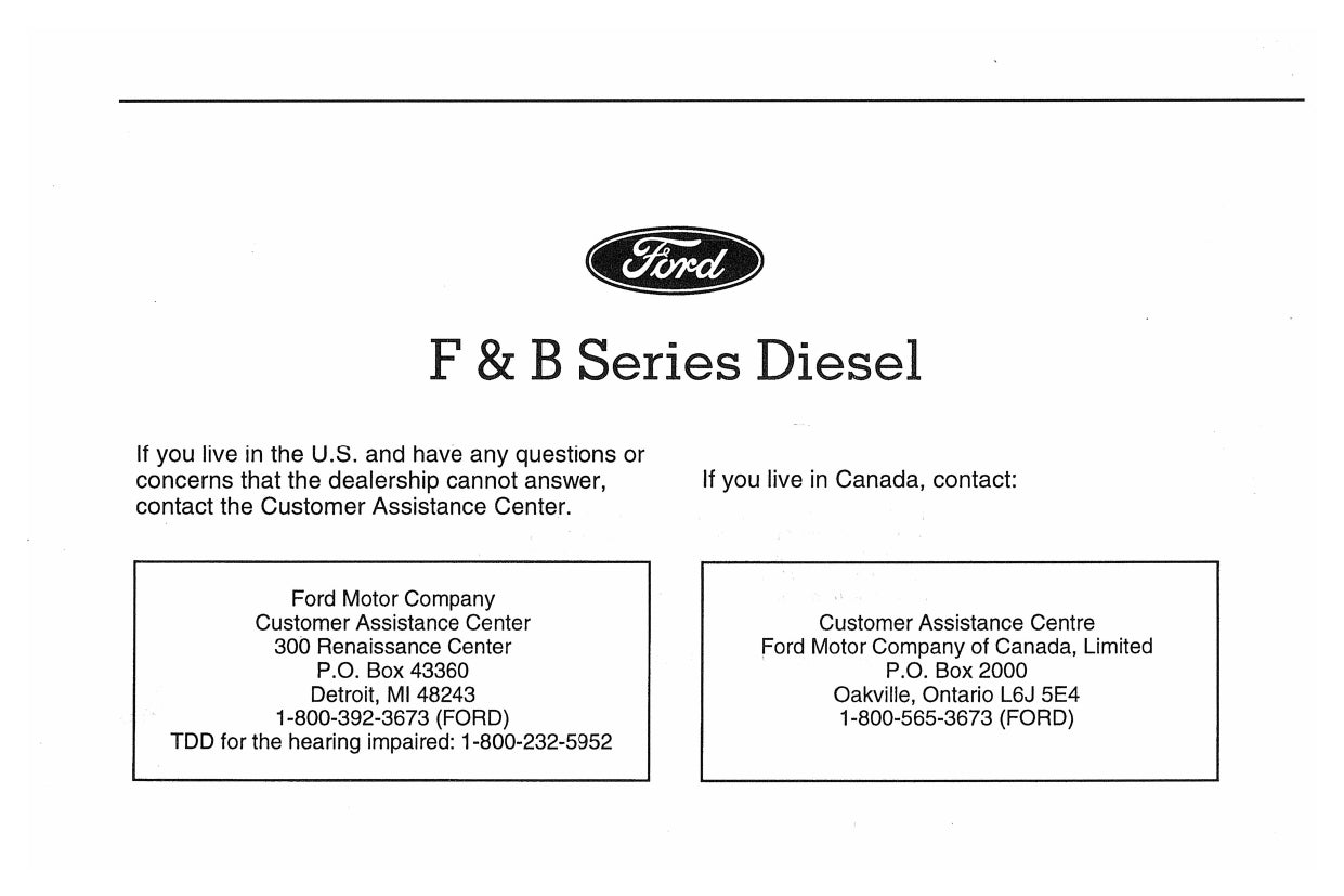 1998 Ford F&B Diesel Manuel du propriétaire | Anglais