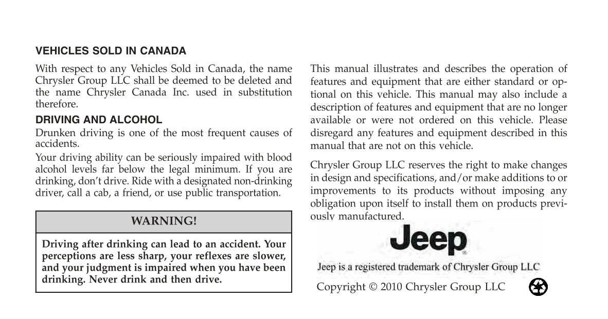 2011 Jeep Grand Cherokee Owner's Manual | English