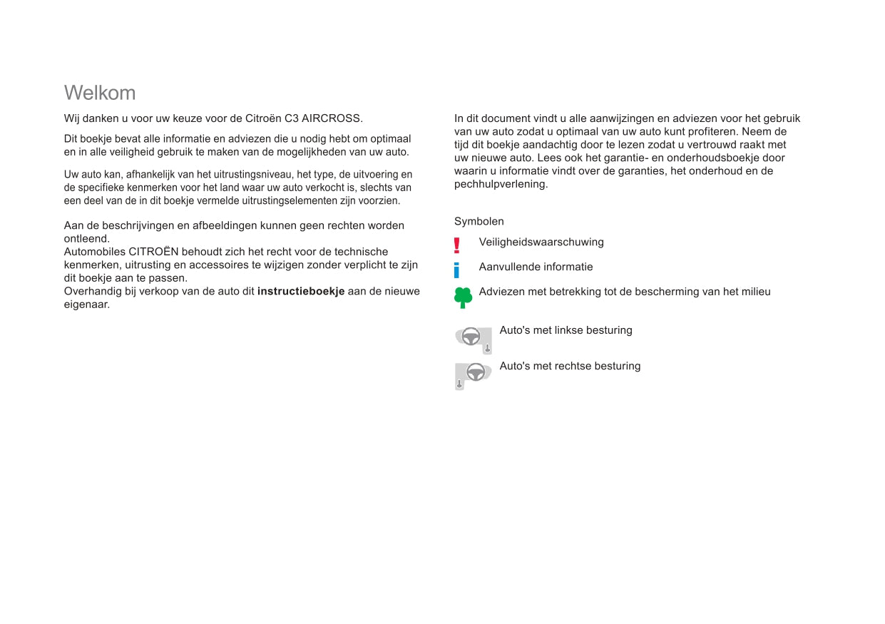 2017-2019 Citroën C3 Aircross Owner's Manual | Dutch