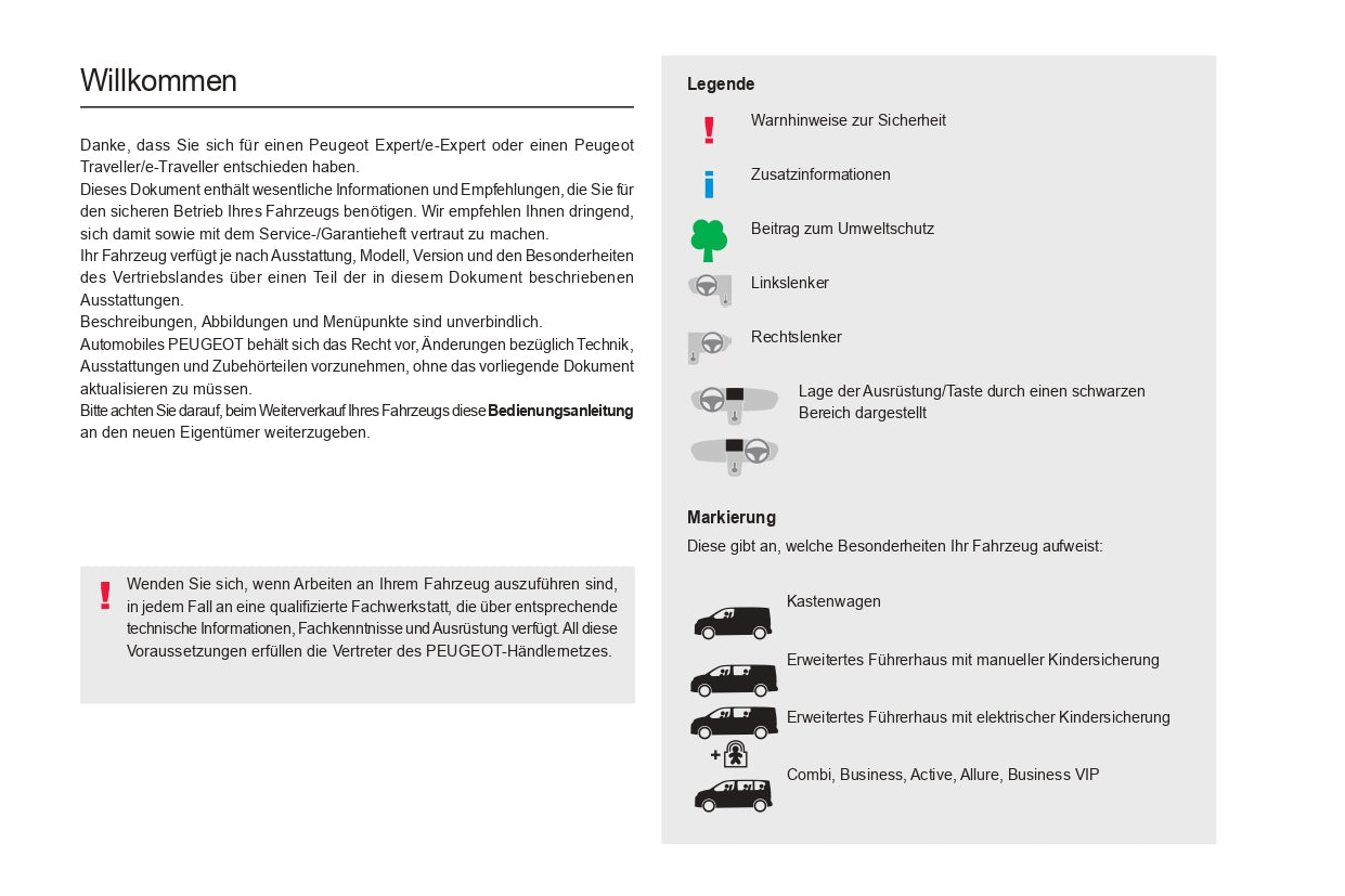 2024 Peugeot Expert/Traveller/e-Expert/e-Traveller Owner's Manual | German