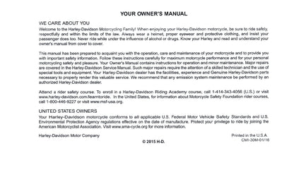 2016 Harley-Davidson Touring Manuel du propriétaire | Anglais