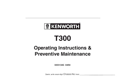 2005 Kenworth T300 Gebruikershandleiding | Engels