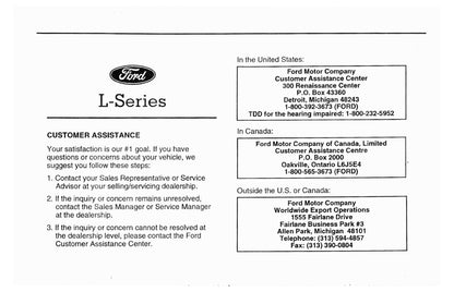 1996 Ford L-Series Owner's Manual | English