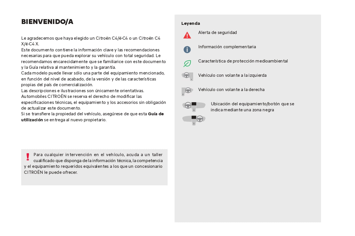 2024 Citroën C4/C4 X/ë-C4/ë-C4 X Owner's Manual | Spanish