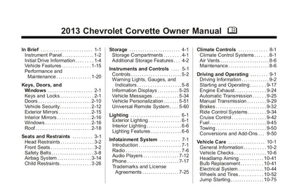 2013 Chevrolet Corvette Manuel du propriétaire | Anglais