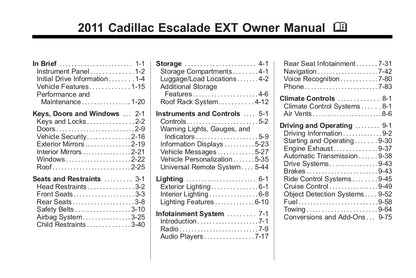 2011 Cadillac Escalade EXT Manuel du propriétaire | Anglais