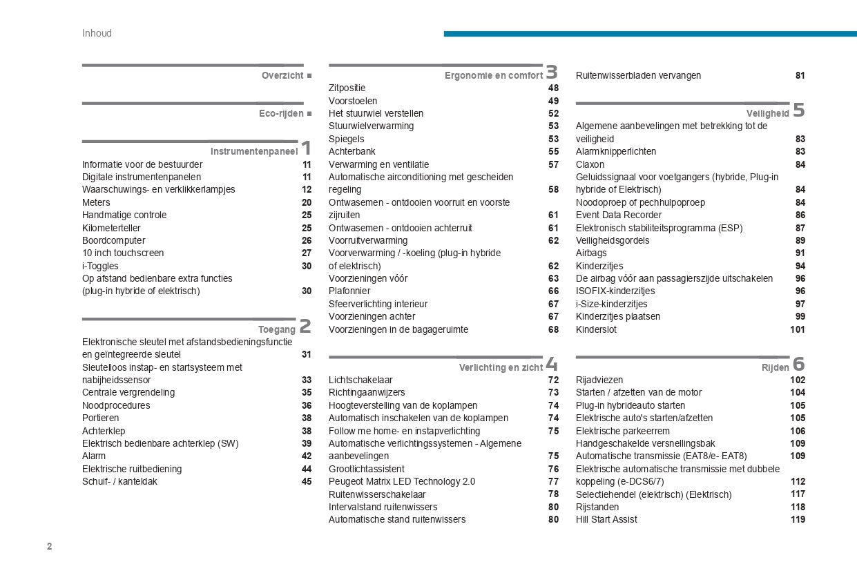 2023-2024 Peugeot 308/308SW Owner's Manual | Dutch