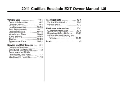 2011 Cadillac Escalade EXT Gebruikershandleiding | Engels