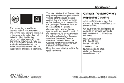 2011 Cadillac Escalade EXT Gebruikershandleiding | Engels