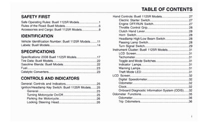 2008 Buell 1125R Owner's Manual | English