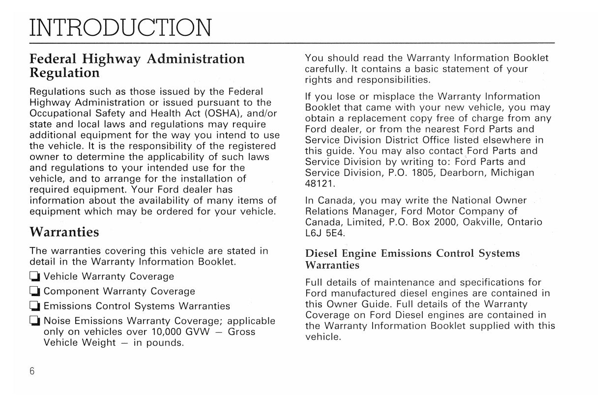 1992 Ford L-Series Owner's Manual | English