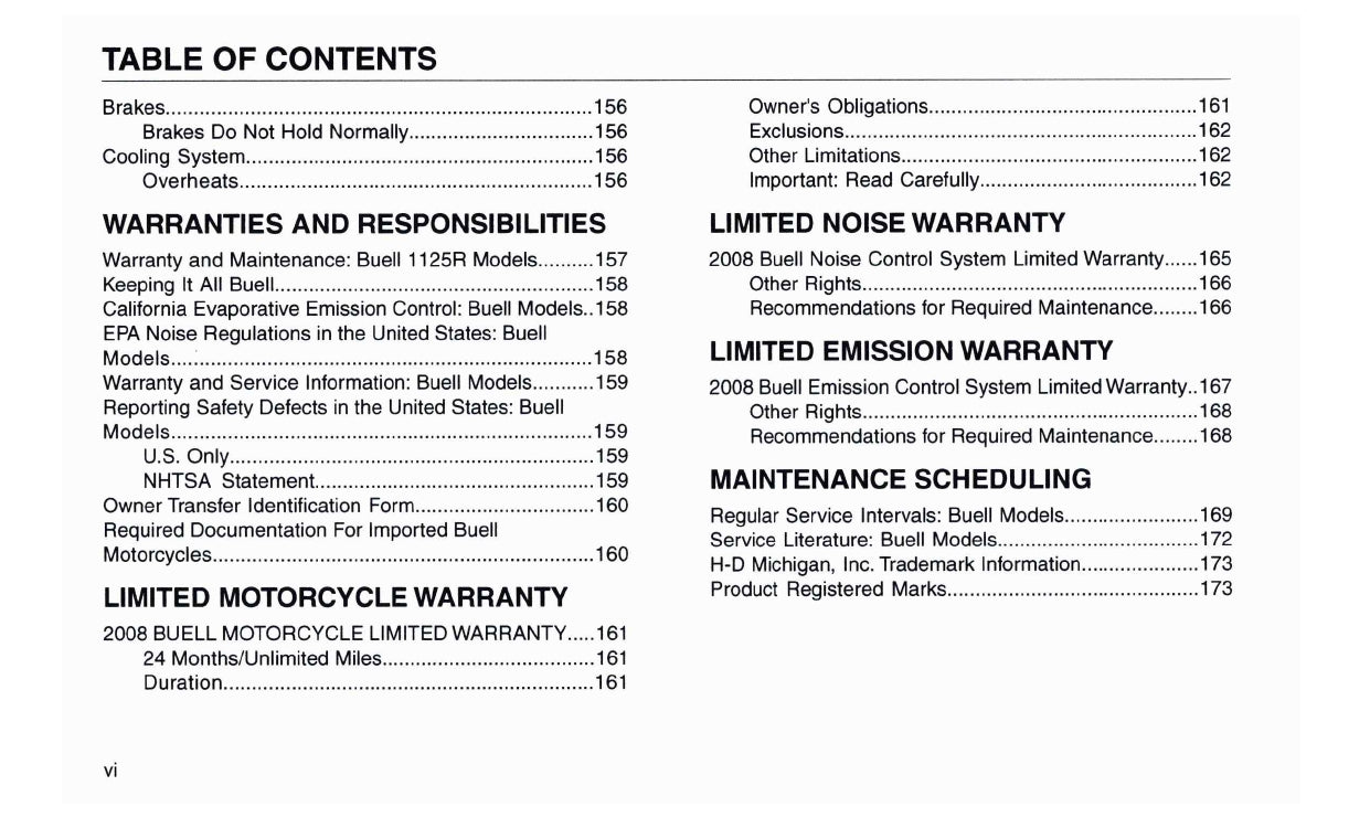 2008 Buell 1125R Owner's Manual | English