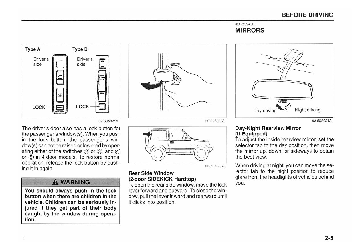 1996 Suzuki Sidekick/X-90 Gebruikershandleiding | Engels
