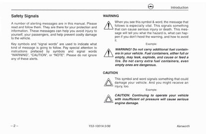 2004-2010 Kenworth W900/T600/T660/T800/C500 Owner's Manual | English