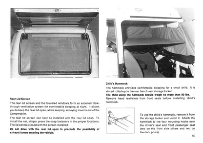 1975 Volkswagen Campmobile Gebruikershandleiding | Engels