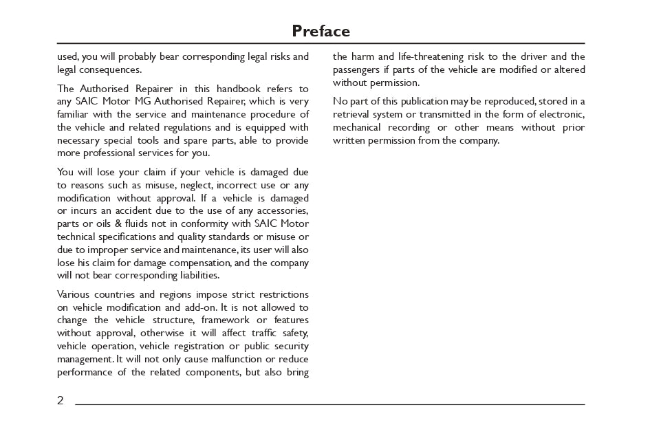 2023 MG HS Owner's Manual | English