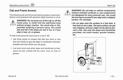 2004-2010 Kenworth W900/T600/T660/T800/C500 Owner's Manual | English