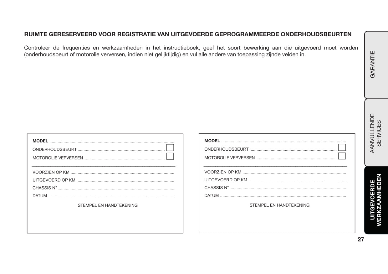 2018 Jeep Grand Cherokee / SRT Maintenance logbook | Dutch