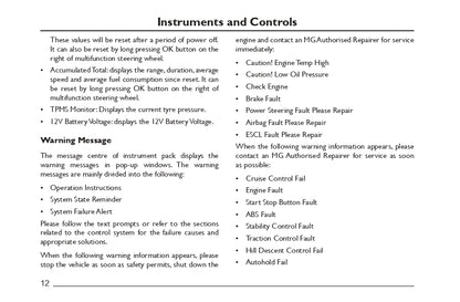 2023 MG HS Owner's Manual | English