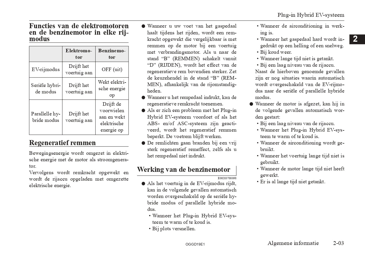 2018 Mitsubishi Outlander PHEV Owner's Manual | Dutch