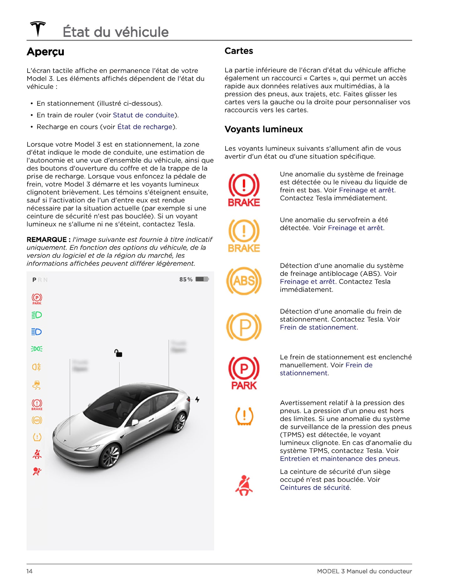 2023-2024 Tesla Model 3 Gebruikershandleiding | Frans