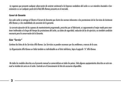 2003-2008 Alfa Romeo 166 Owner's Manual | Spanish