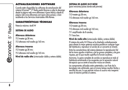 Alfa Romeo Mito Uconnect 5 Radio Instrucciones 2013 - 2016