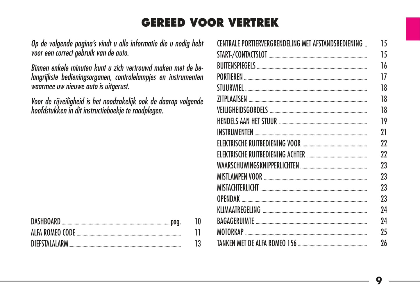 1997-2003 Alfa Romeo 156 Owner's Manual | Dutch